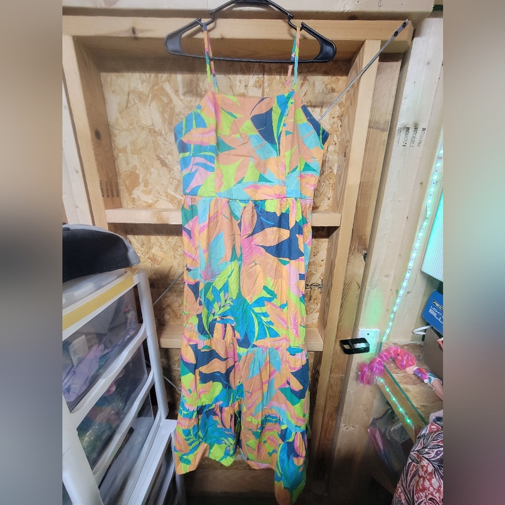 NWT Sincerely Jules Floral Maxi Sun Dress Women’s XL Spaghetti Strap Smocked